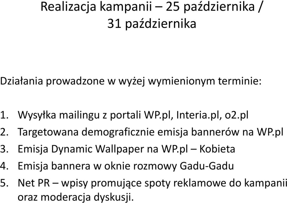 Targetowana demograficznie emisja bannerów na WP.pl 3. Emisja Dynamic Wallpaper na WP.