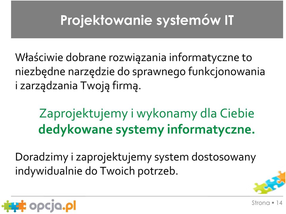 Zaprojektujemy i wykonamy dla Ciebie dedykowane systemy informatyczne.