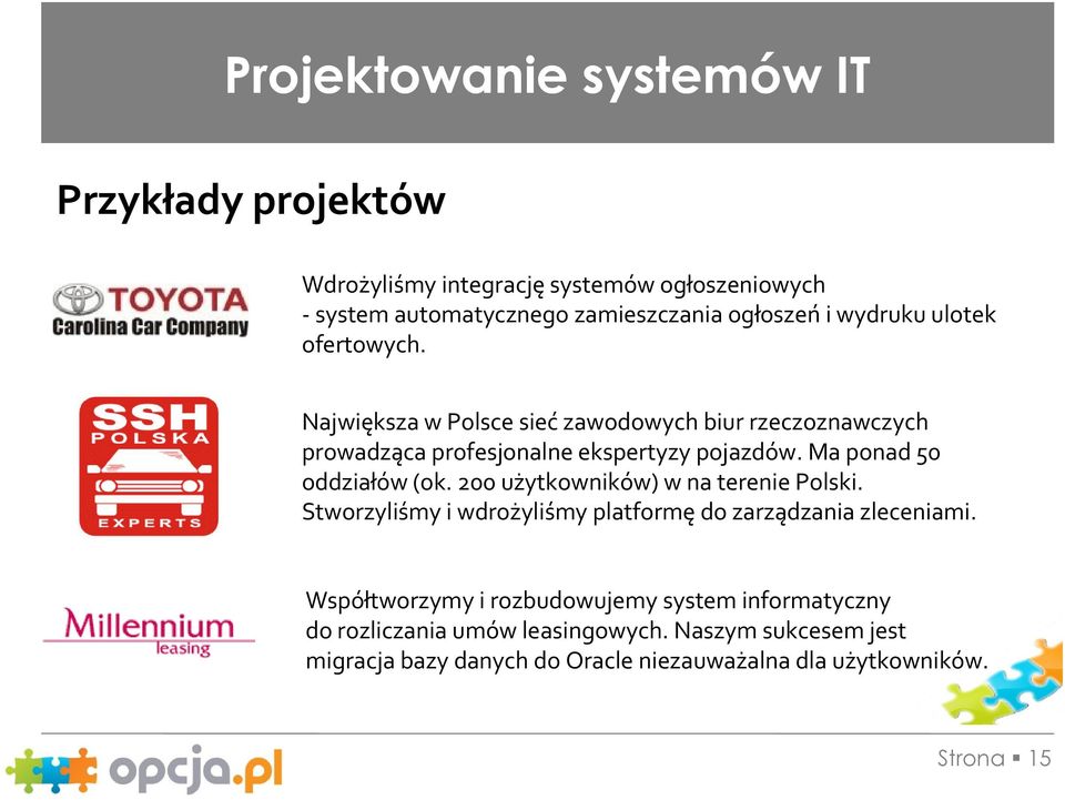 Ma ponad 50 oddziałów (ok. 200 użytkowników) w na terenie Polski. Stworzyliśmy i wdrożyliśmy platformę do zarządzania zleceniami.