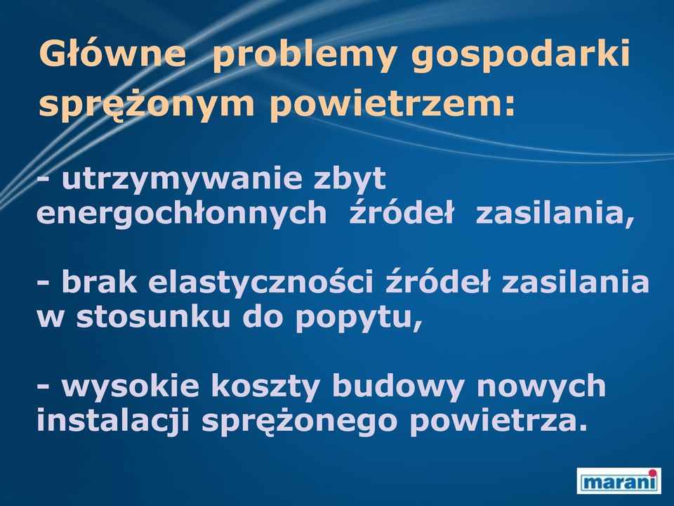 brak elastyczności źródeł zasilania w stosunku do