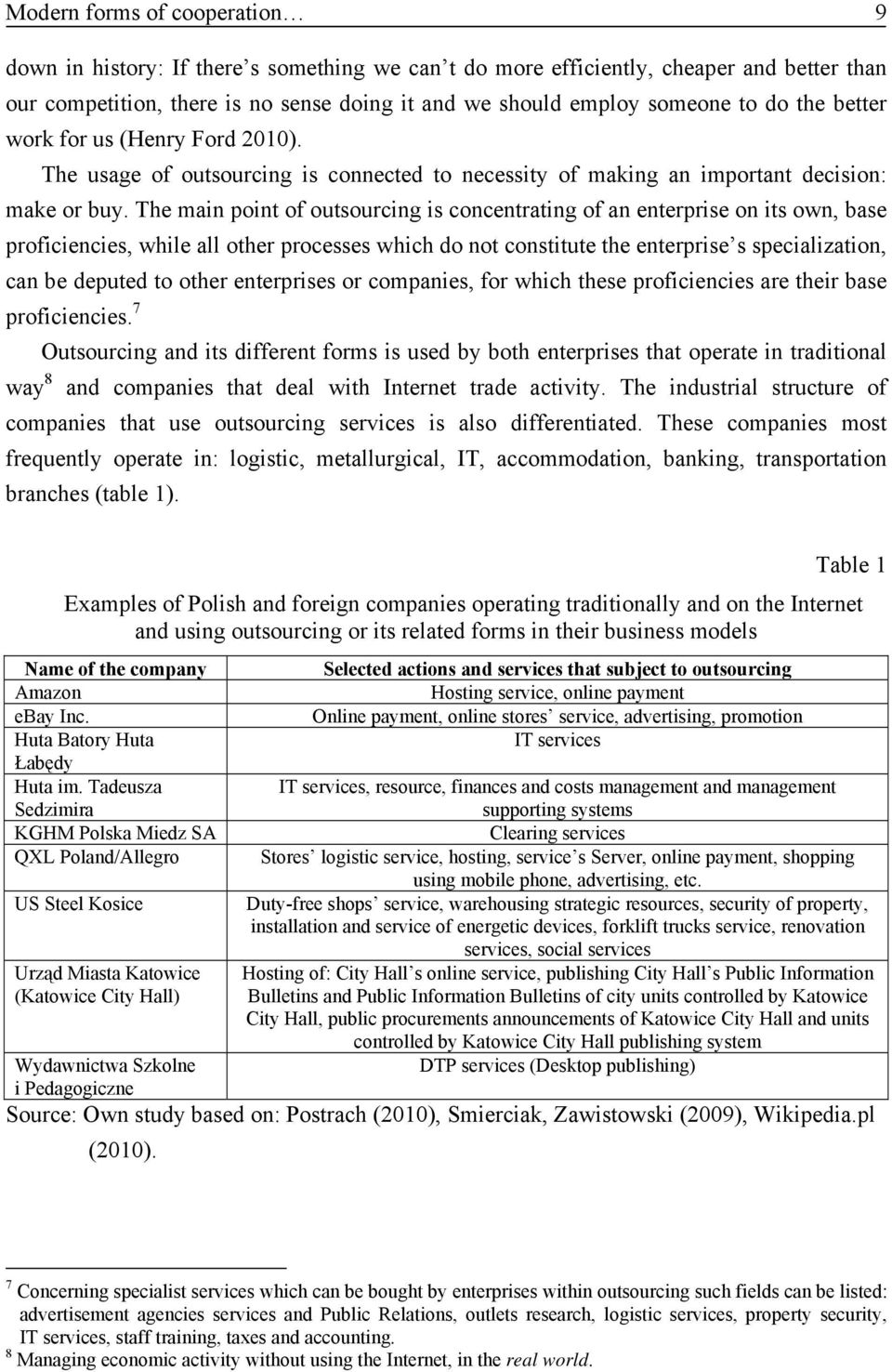 The main point of outsourcing is concentrating of an enterprise on its own, base proficiencies, while all other processes which do not constitute the enterprise s specialization, can be deputed to