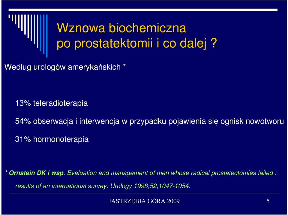 pojawienia się ognisk nowotworu 31% hormonoterapia * Ornstein DK i wsp.