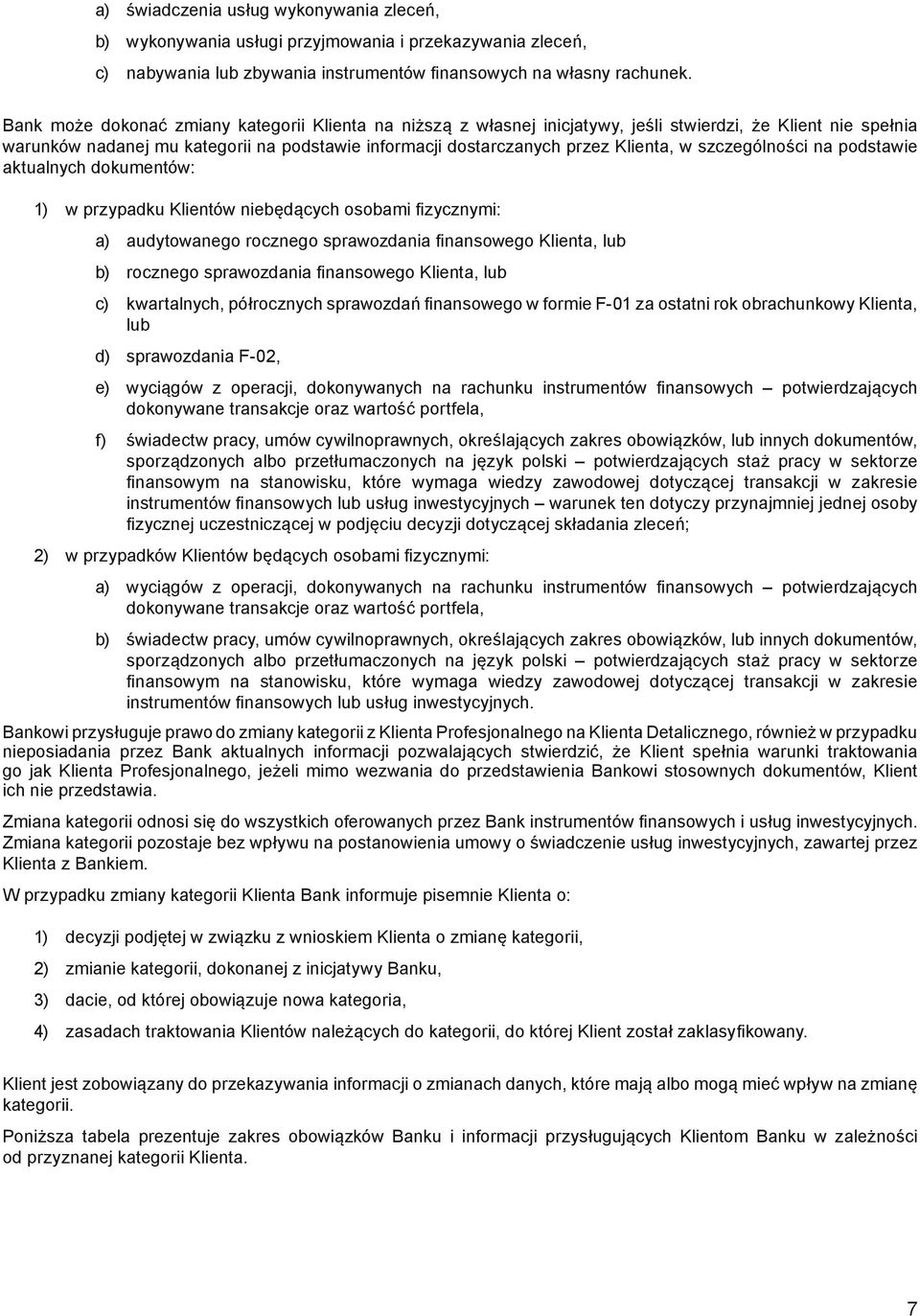 szczególności na podstawie aktualnych dokumentów: w przypadku Klientów niebędących osobami fizycznymi: a) b) c) d) e) f) audytowanego rocznego sprawozdania finansowego Klienta, lub rocznego