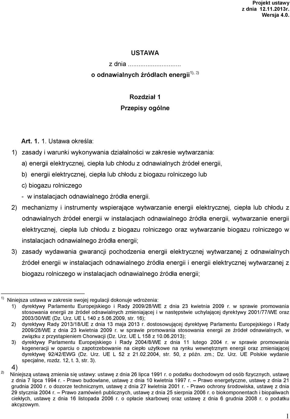 , 2) o odnawialnych źródłach energii Rozdział 1 