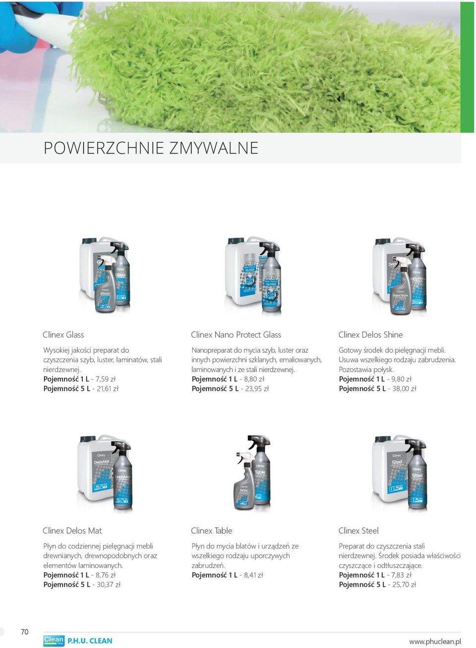 Pojemność 1 L - 8,80 zł Pojemność 5 L - 23,95 zł Clinex Delos Shine Gotowy środek do pielęgnacji mebli. Usuwa wszelkiego rodzaju zabrudzenia. Pozostawia połysk.