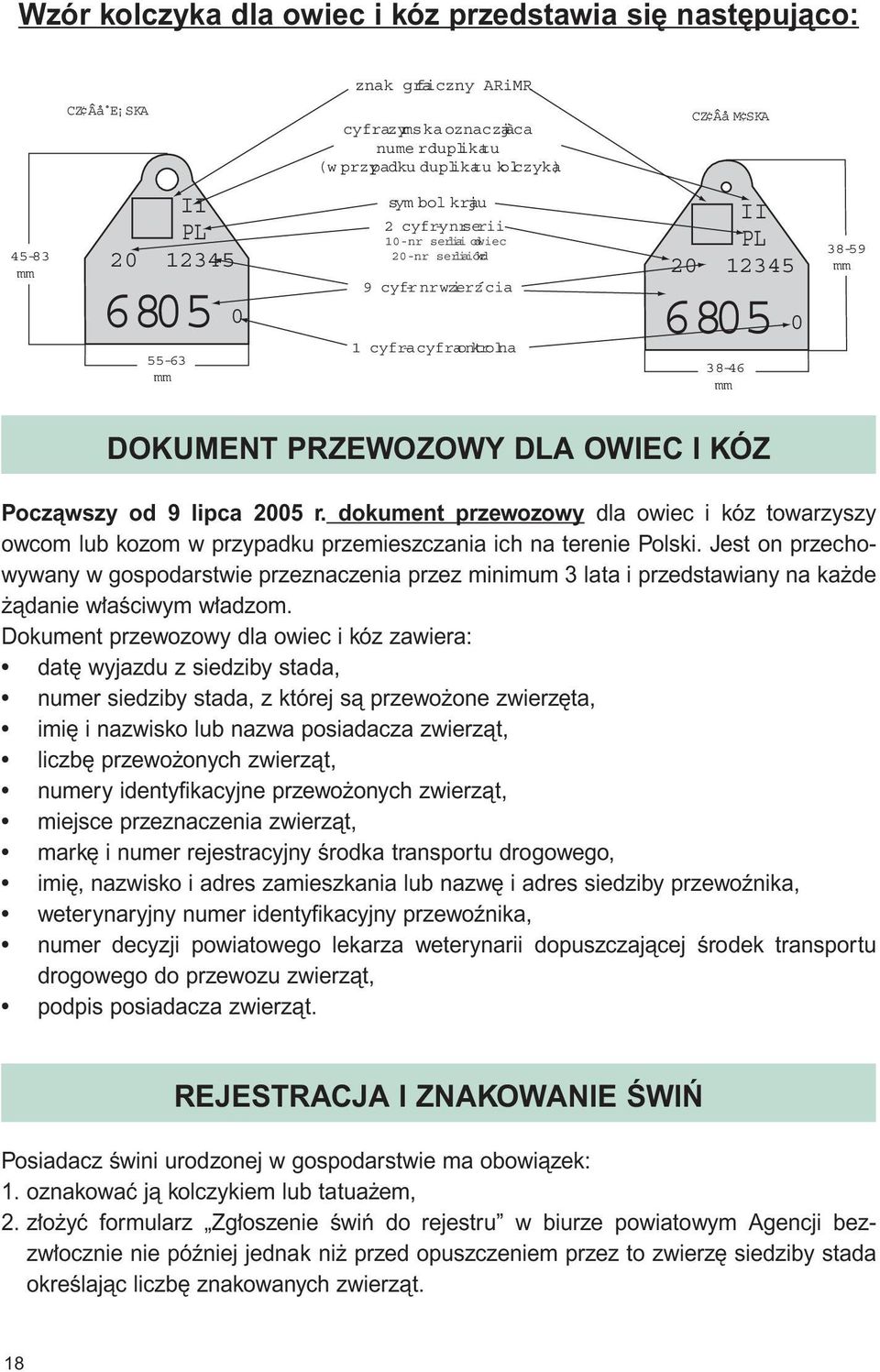 RZEWOZOWY DA OWIEC I KÓZ oczàwszy od 9 lipca 2005 r. dokument przewozowy dla owiec i kóz towarzyszy owcom lub kozom w przypadku przemieszczania ich na terenie olski.