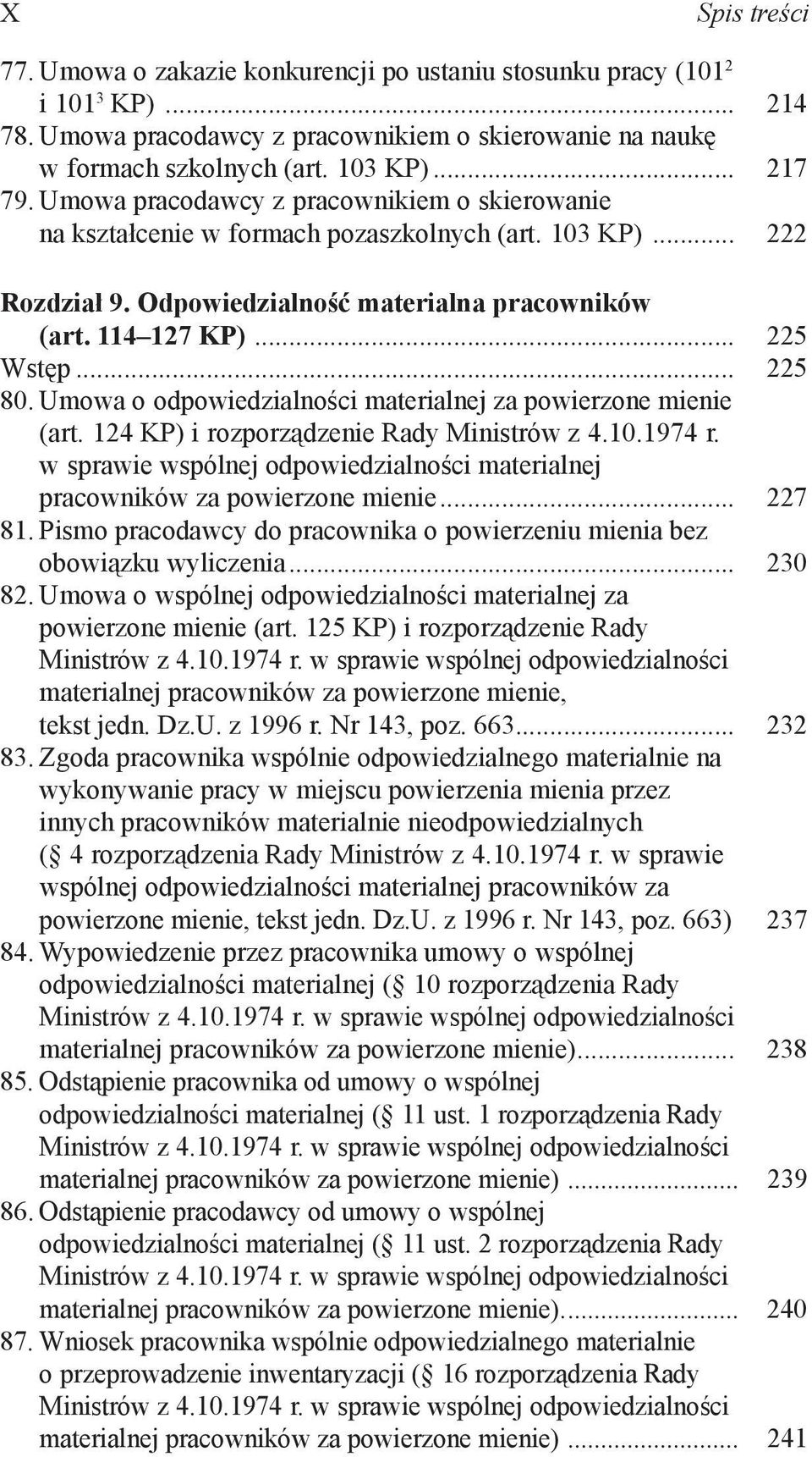 Umowa o odpowiedzialności materialnej za powierzone mienie (art. 124 KP) i rozporządzenie Rady Ministrów z 4.10.1974 r.