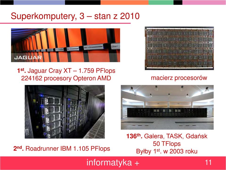 procesorów 2 nd. Roadrunner IBM 1.105 PFlops 136 th.