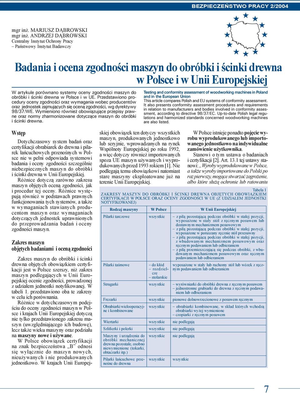 Różnice w dotychczasowym podejściu do oceny zgodności maszyn w Polsce i krajach Unii Europejskiej dotyczą nie tylko przedstawionego zakresu maszyn (uwzględniającego ich budowę), lecz także wieku