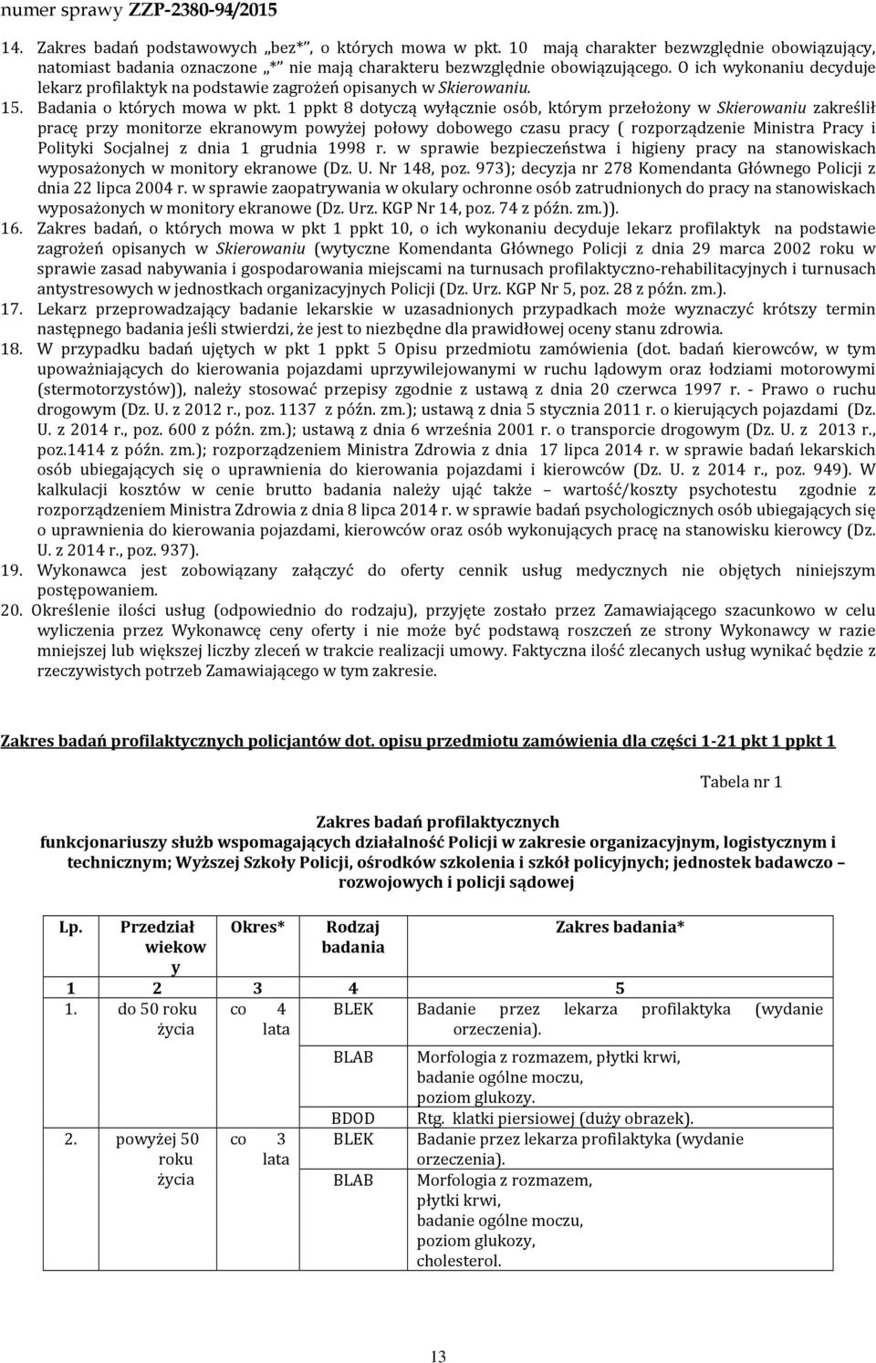 1 ppkt 8 dotyczą wyłącznie osób, którym przełożony w Skierowaniu zakreślił pracę przy monitorze ekranowym powyżej połowy dobowego czasu pracy ( rozporządzenie Ministra Pracy i Polityki Socjalnej z