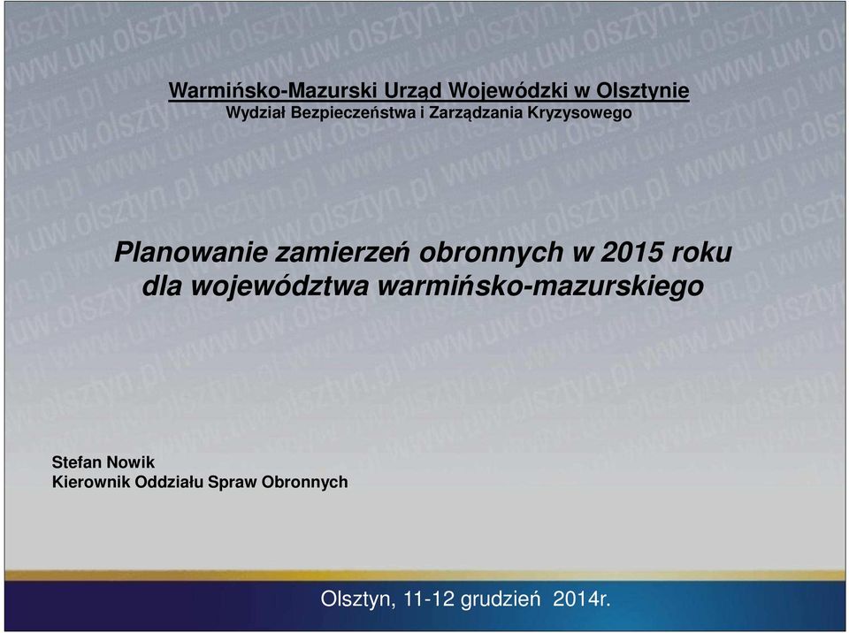 obronnych w 2015 roku dla województwa warmińsko-mazurskiego