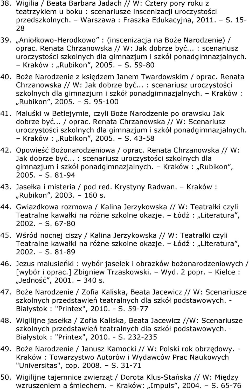 Kraków : Rubikon, 2005. S. 59-80 40. Boże Narodzenie z księdzem Janem Twardowskim / oprac. Renata Chrzanowska // W: Jak dobrze być.