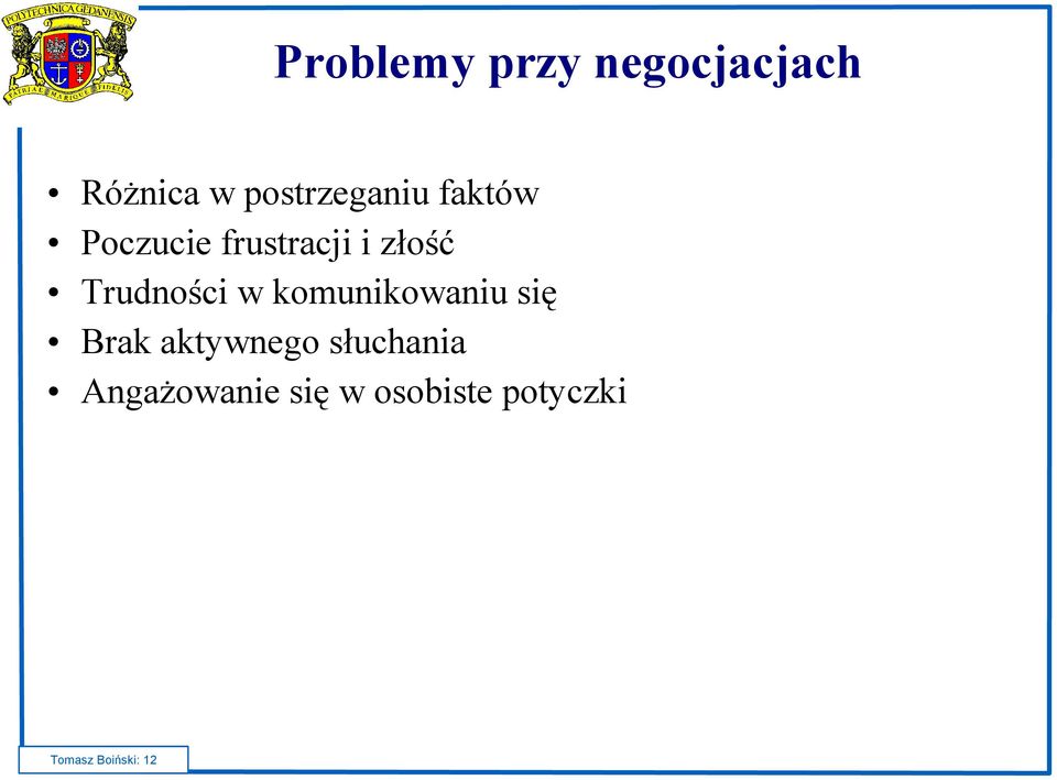 Trudności w komunikowaniu się Brak aktywnego