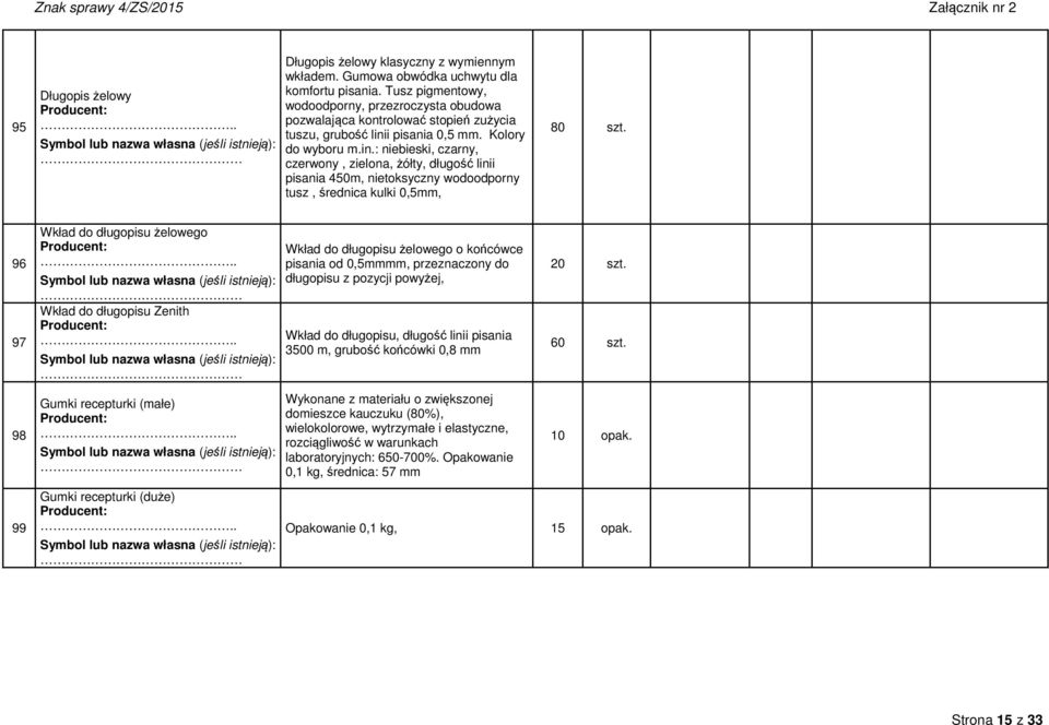 i pisania 0,5 mm. Kolory do wyboru m.in.: niebieski, czarny, czerwony, zielona, żółty, długość linii pisania 450m, nietoksyczny wodoodporny tusz, średnica kulki 0,5mm, 80 szt.