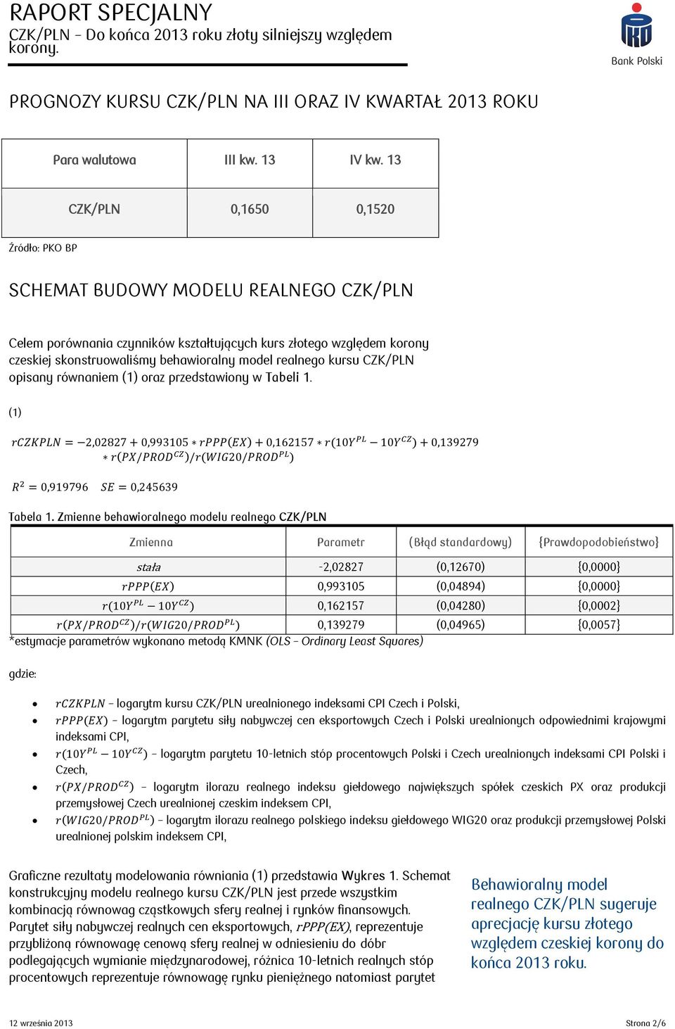 realnego kursu CZK/PLN opisany równaniem (1) oraz przedstawiony w Tabeli 1. (1) ( ) ( ) ( ) ( ) Tabela 1.