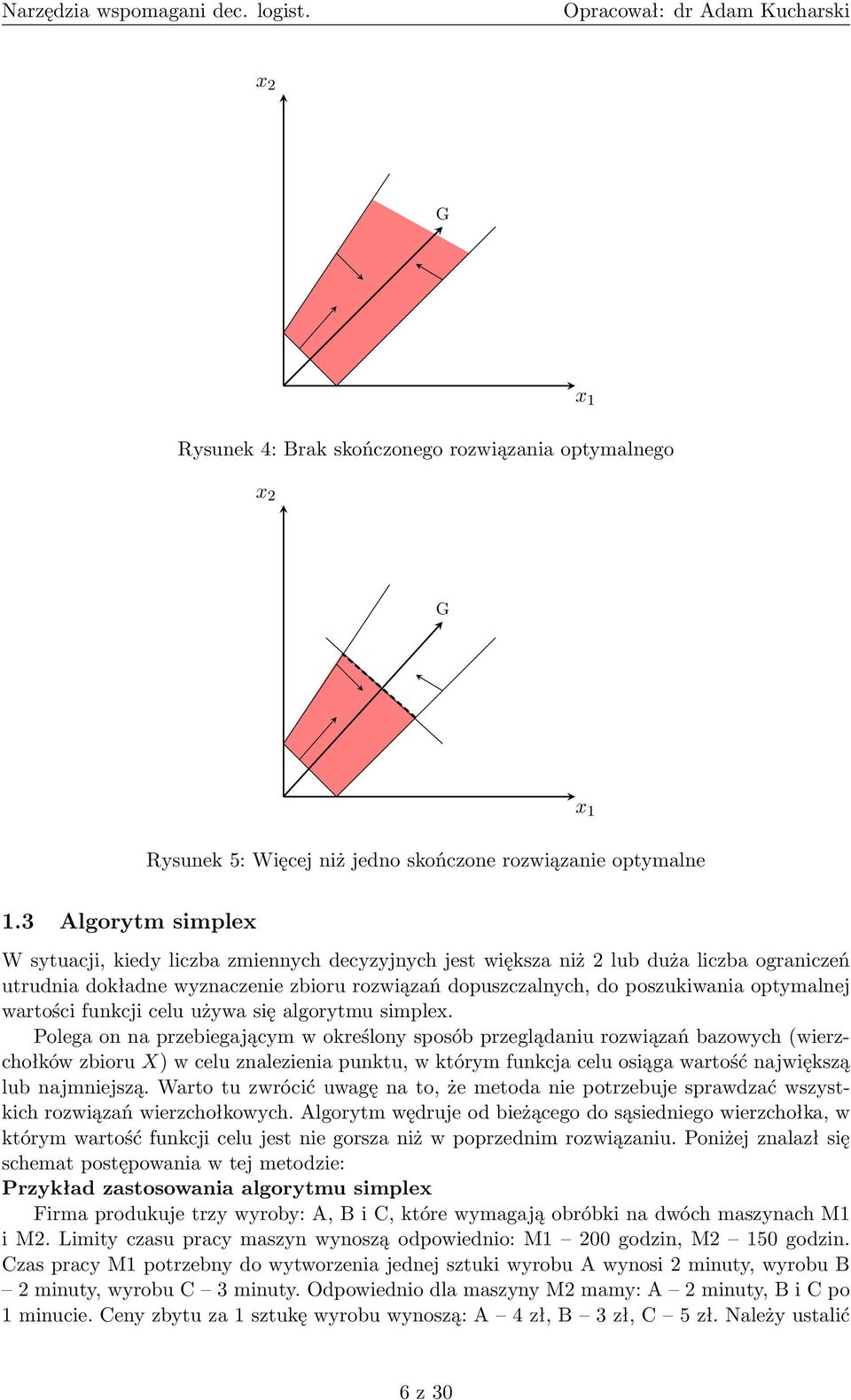 wartości funkcji celu używa się algorytmu simplex.