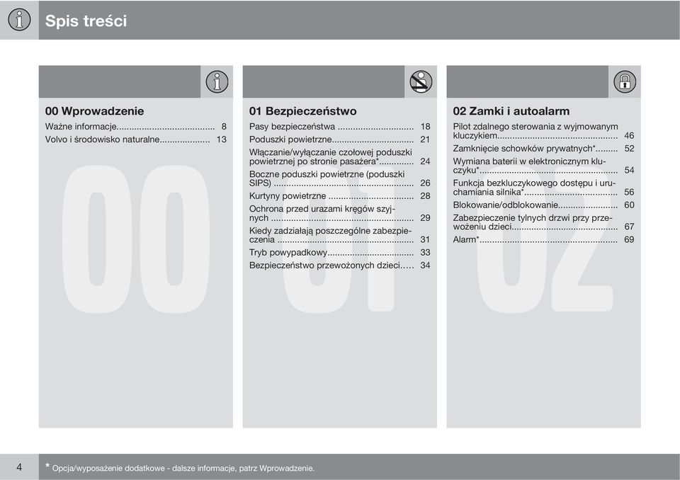 .. 24 Wymiana baterii w elektronicznym kluczyku*... 54 Boczne poduszki powietrzne (poduszki SIPS)... 26 Funkcja bezkluczykowego dostępu i uruchamiania silnika*... 56 Kurtyny powietrzne.