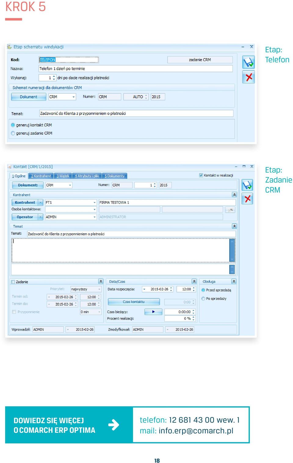 COMARCH ERP OPTIMA telefon: 12