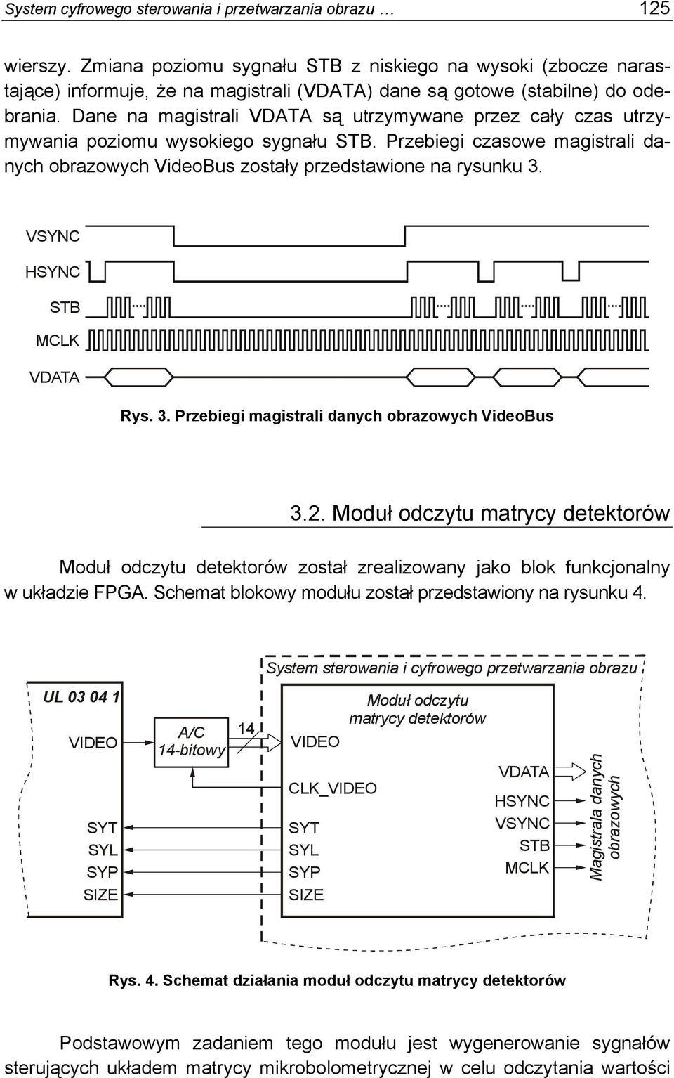 Dane na magistrali VDATA są utrzymywane przez cały czas utrzymywania poziomu wysokiego sygnału STB. Przebiegi czasowe magistrali danych obrazowych VideoBus zostały przedstawione na rysunku 3.