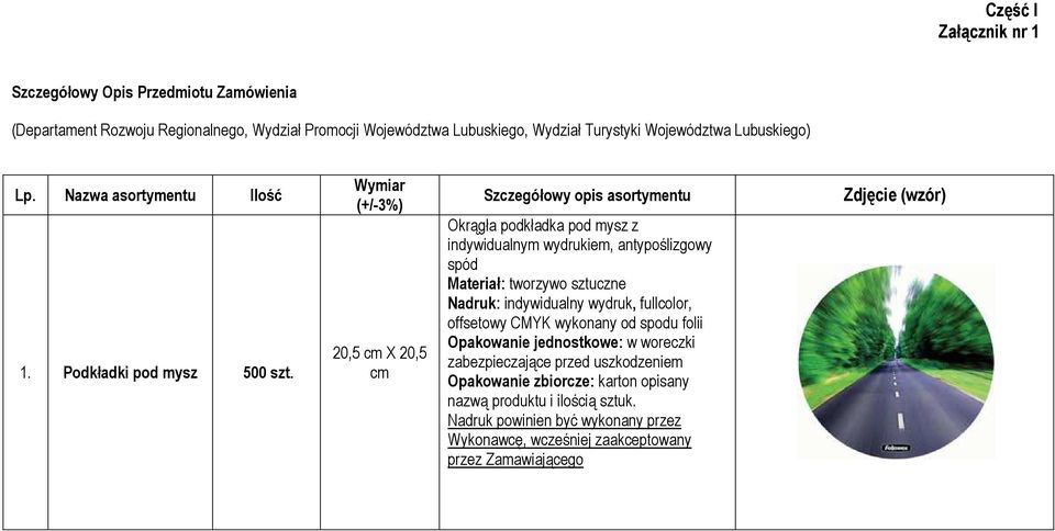 Wymiar (+/-3%) 20,5 cm X 20,5 cm Szczegółowy opis asortymentu Okrągła podkładka pod mysz z indywidualnym wydrukiem, antypoślizgowy spód