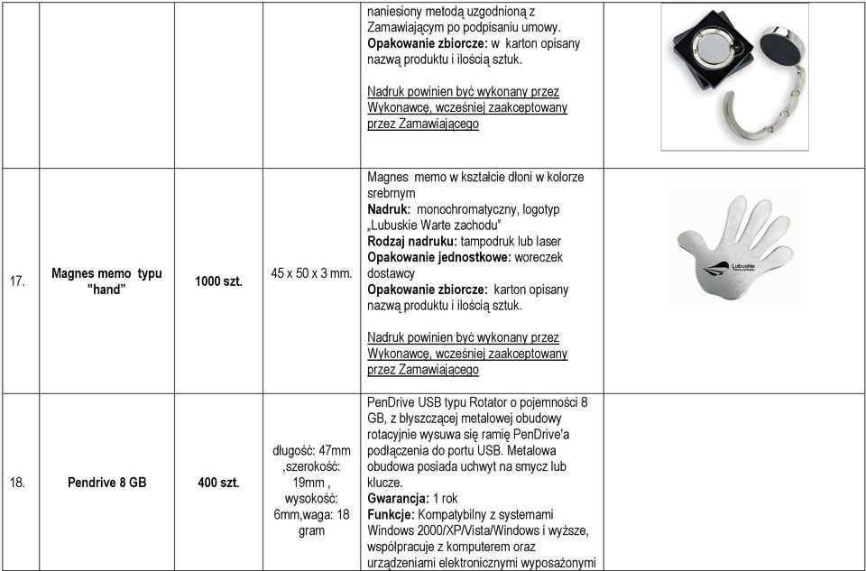 Pendrive 8 GB 400 szt.