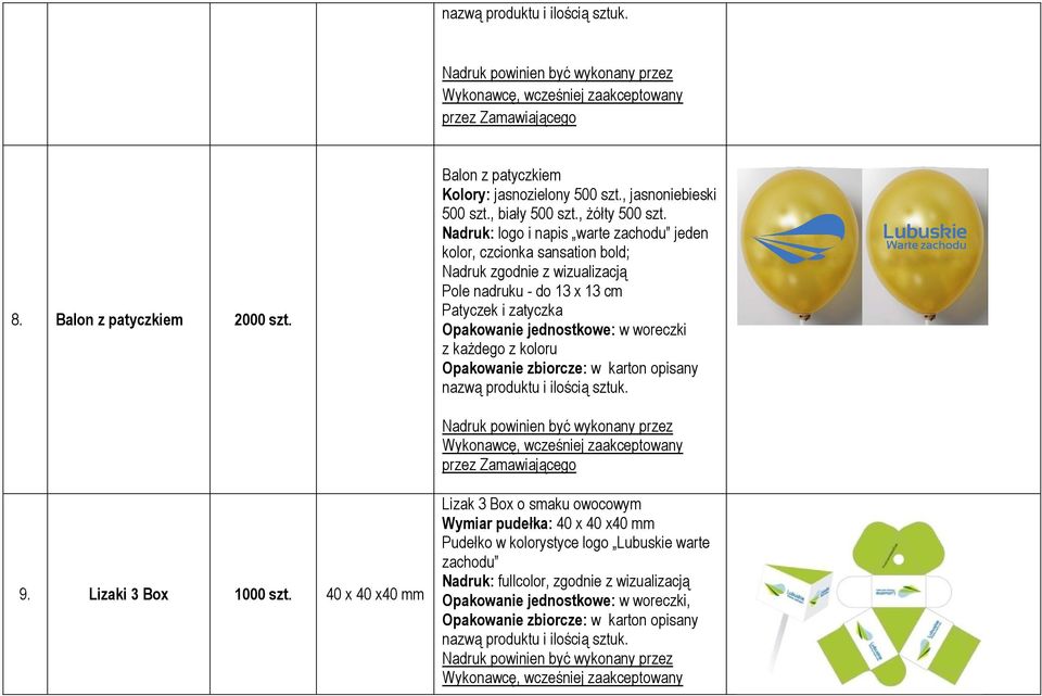 zatyczka Opakowanie jednostkowe: w woreczki z każdego z koloru 9. Lizaki 3 Box 1000 szt.