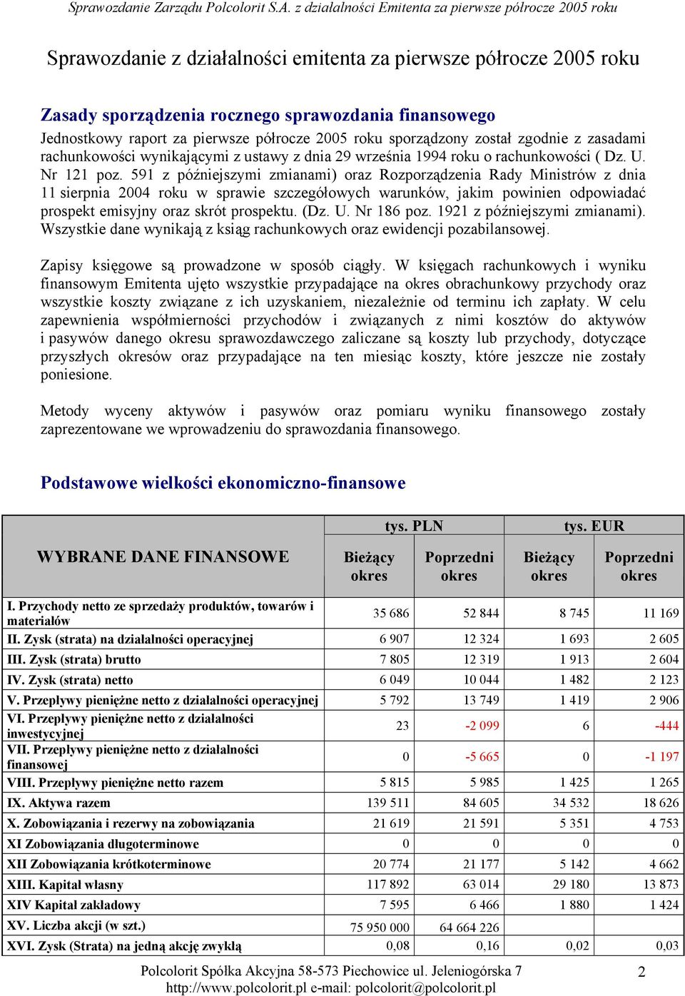 591 z późniejszymi zmianami) oraz Rozporządzenia Rady Ministrów z dnia 11 sierpnia 2004 roku w sprawie szczegółowych warunków, jakim powinien odpowiadać prospekt emisyjny oraz skrót prospektu. (Dz. U.