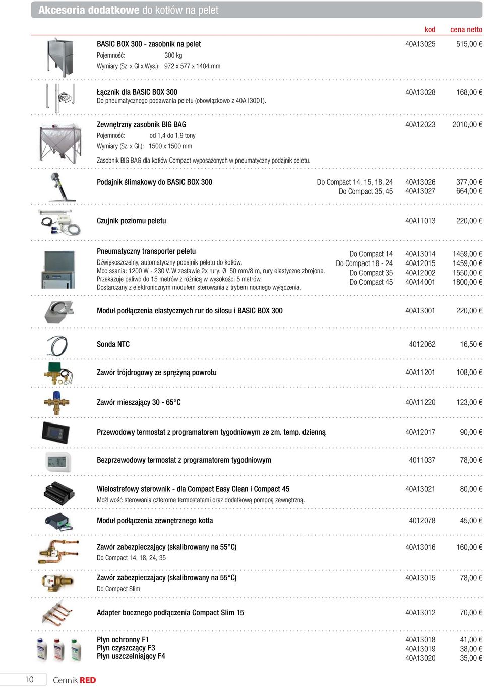 ): 1500 x 1500 mm 40A12023 2010,00 BIG BAG dla kotłów Compact wyposażonych w pneumatyczny podajnik peletu.