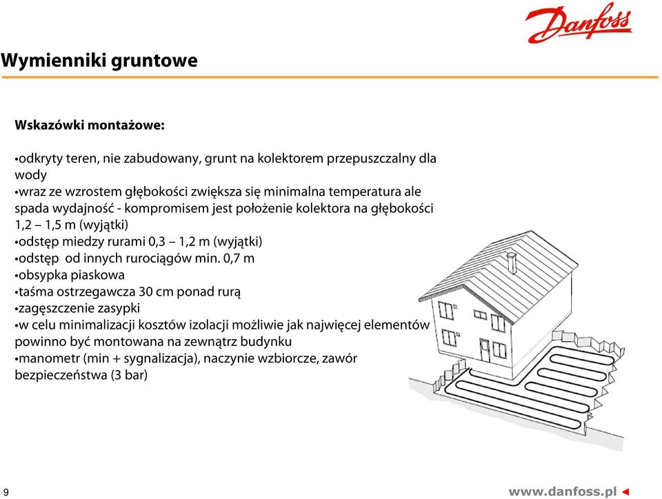 (wyjątki) odstęp od innych rurociągów min.