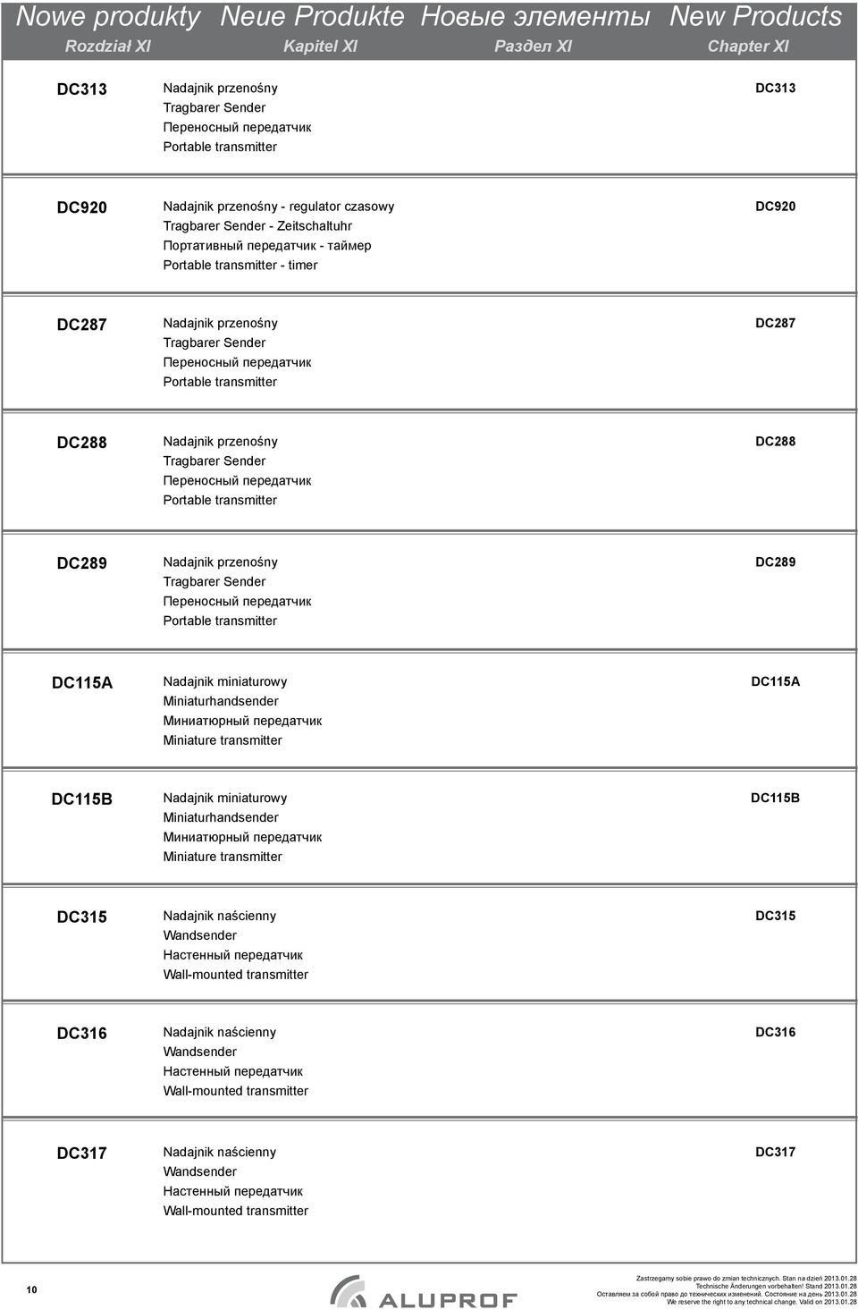 Portable transmitter DC288 DC289 Nadajnik przenośny Tragbarer Sender Переносный передатчик Portable transmitter DC289 DC115A Nadajnik miniaturowy Miniaturhandsender Миниатюрный передатчик Miniature