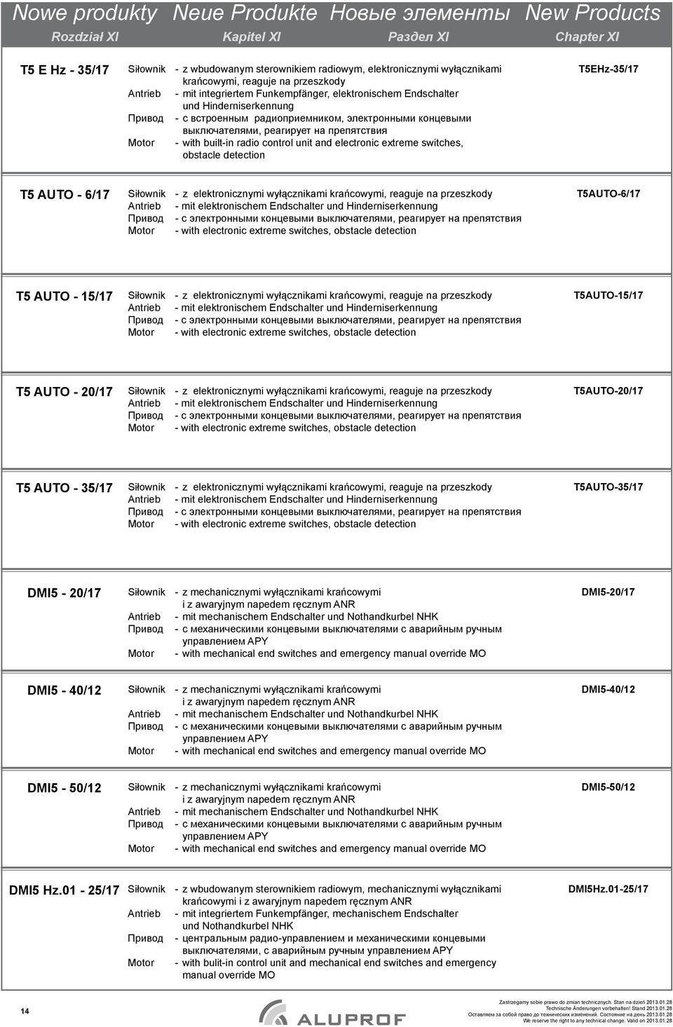 Привод - с электронными концевыми Motor - with electronic extreme switches, T5AUTO-15/17 T5 AUTO - 20/17 Siłownik - z elektronicznymi wyłącznikami Привод - с электронными концевыми Motor - with