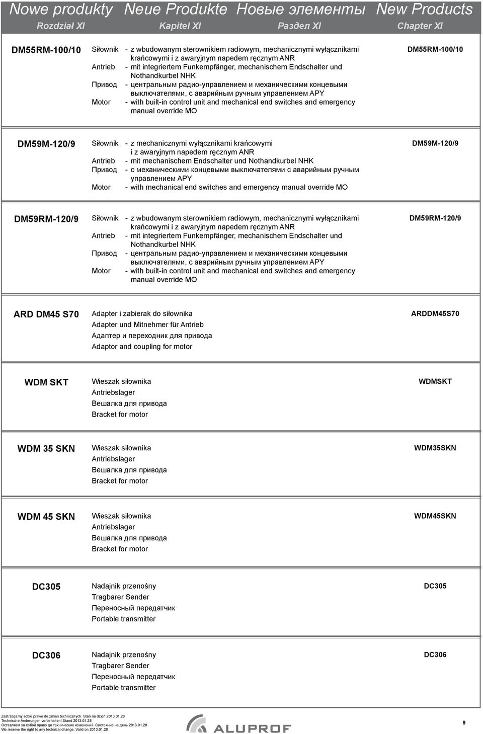 Nothandkurbel NHK выключателями, с аварийным ручным Motor - with built-in control unit and mechanical end switches and emergency DM59RM-120/9 ARD DM45 S70 Adapter i zabierak do siłownika Adapter und