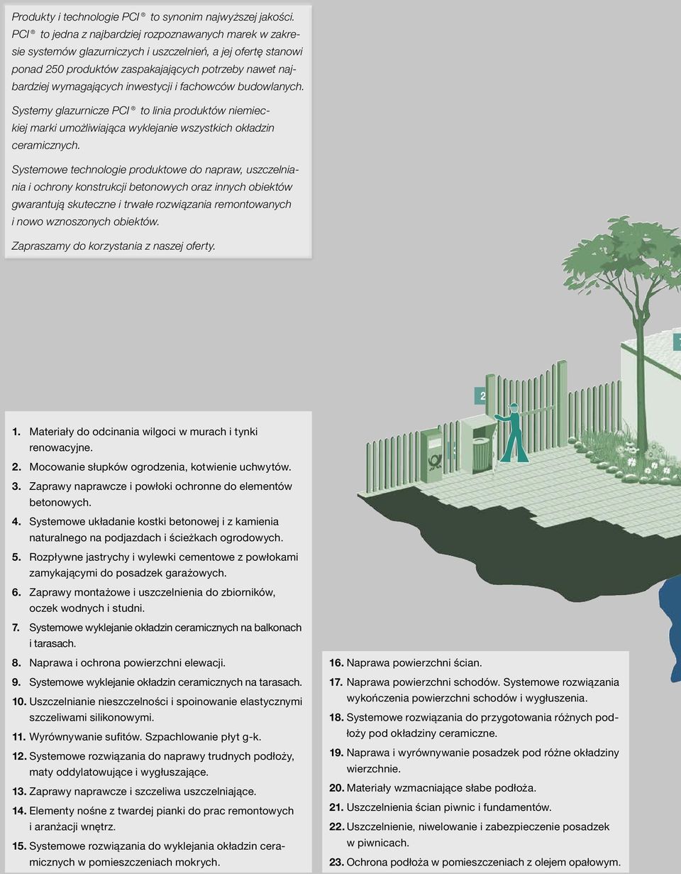 inwestycji i fachowców budowlanych. Systemy glazurnicze PCI to linia produktów niemieckiej marki umożliwiająca wyklejanie wszystkich okładzin ceramicznych.