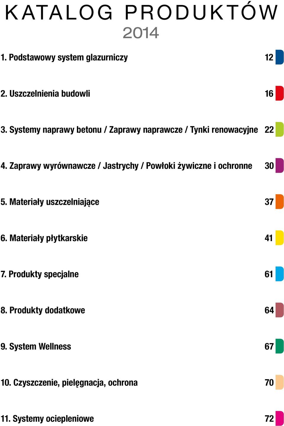 Zaprawy wyrównawcze / Jastrychy / Powłoki żywiczne i ochronne 30 5. Materiały uszczelniające 37 6.