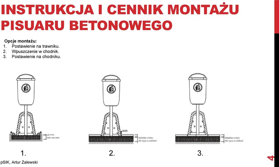 Postawienie na trawniku. 2.