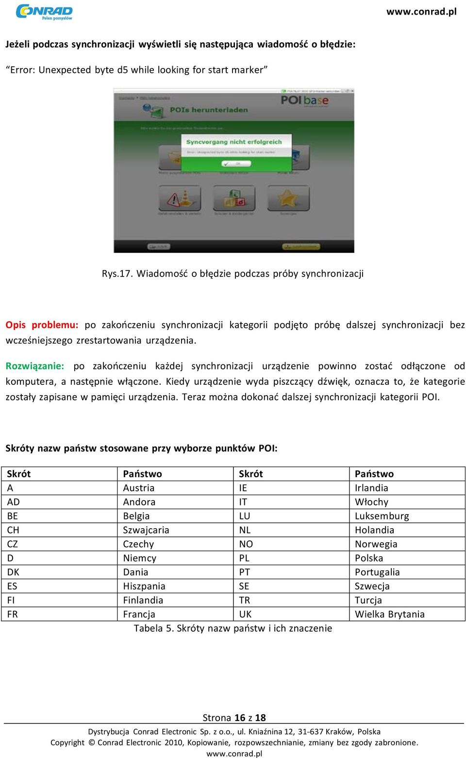 Rozwiązanie: po zakończeniu każdej synchronizacji urządzenie powinno zostać odłączone od komputera, a następnie włączone.