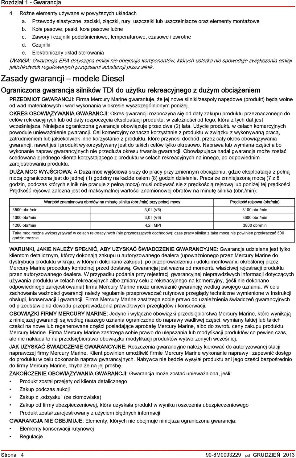 Elektroniczny układ sterowania UWAGA: Gwarancja EPA dotycząca emisji nie obejmuje komponentów, których usterka nie spowoduje zwiększenia emisji jakichkolwiek regulowanych przepisami substancji przez