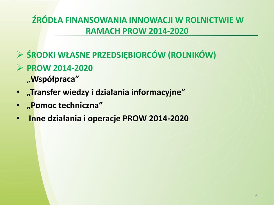 2014-2020 Współpraca Transfer wiedzy i działania