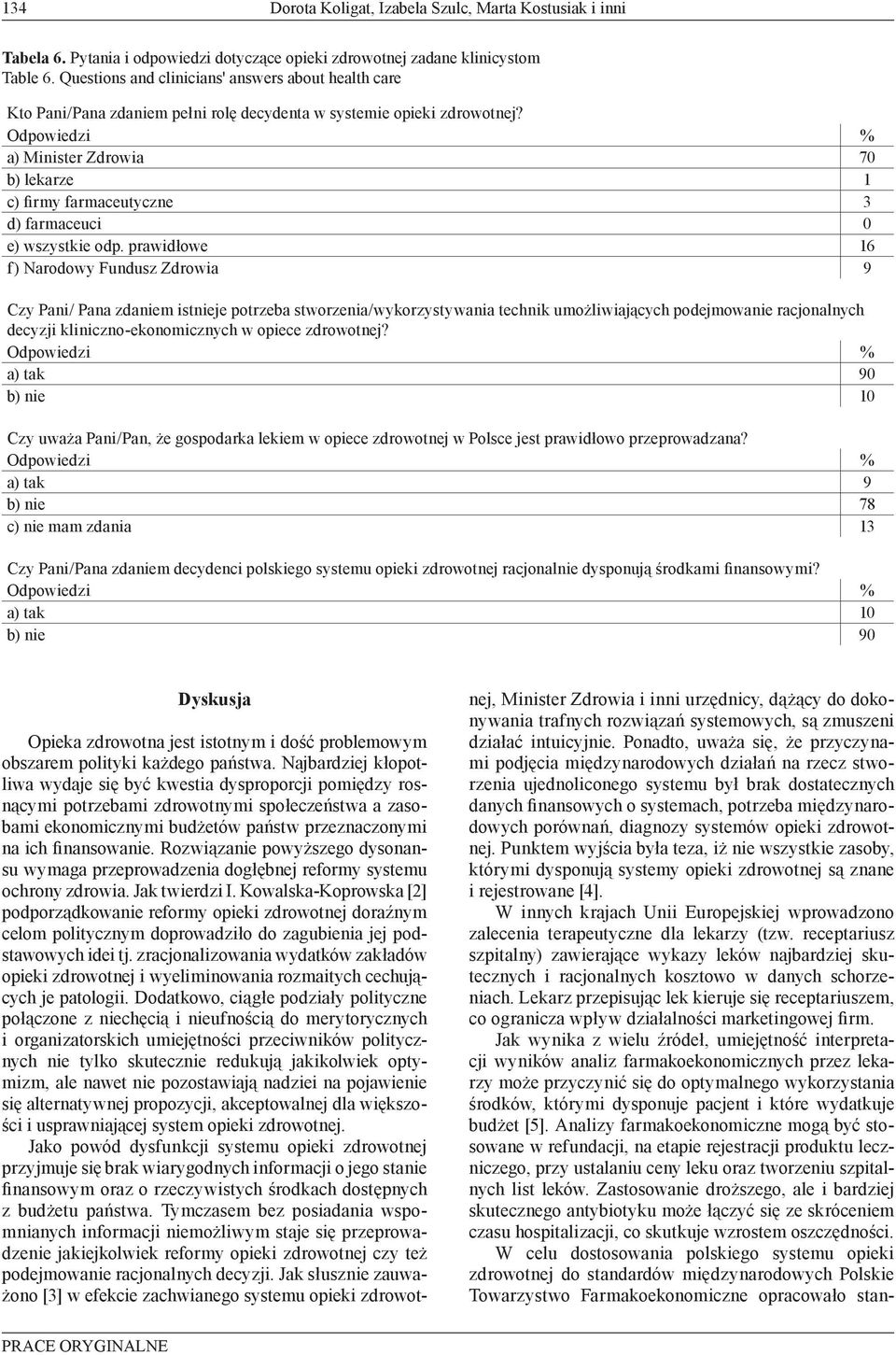 a) Minister Zdrowia 70 b) lekarze 1 c) firmy farmaceutyczne 3 d) farmaceuci 0 e) wszystkie odp.