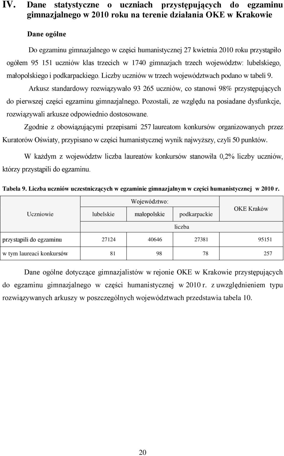 Arkusz standardowy rozwiązywało 93 265 uczniów, co stanowi 98% przystępujących do pierwszej części egzaminu gimnazjalnego.