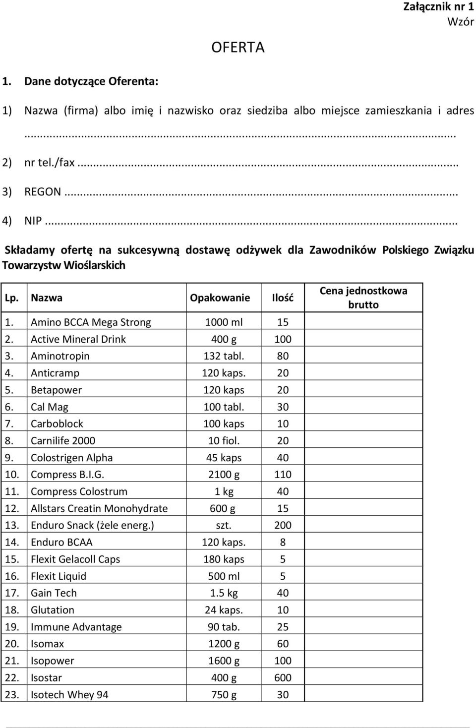 Active Mineral Drink 400 g 100 3. Aminotropin 132 tabl. 80 4. Anticramp 120 kaps. 20 5. Betapower 120 kaps 20 6. Cal Mag 100 tabl. 30 7. Carboblock 100 kaps 10 8. Carnilife 2000 10 fiol. 20 9.