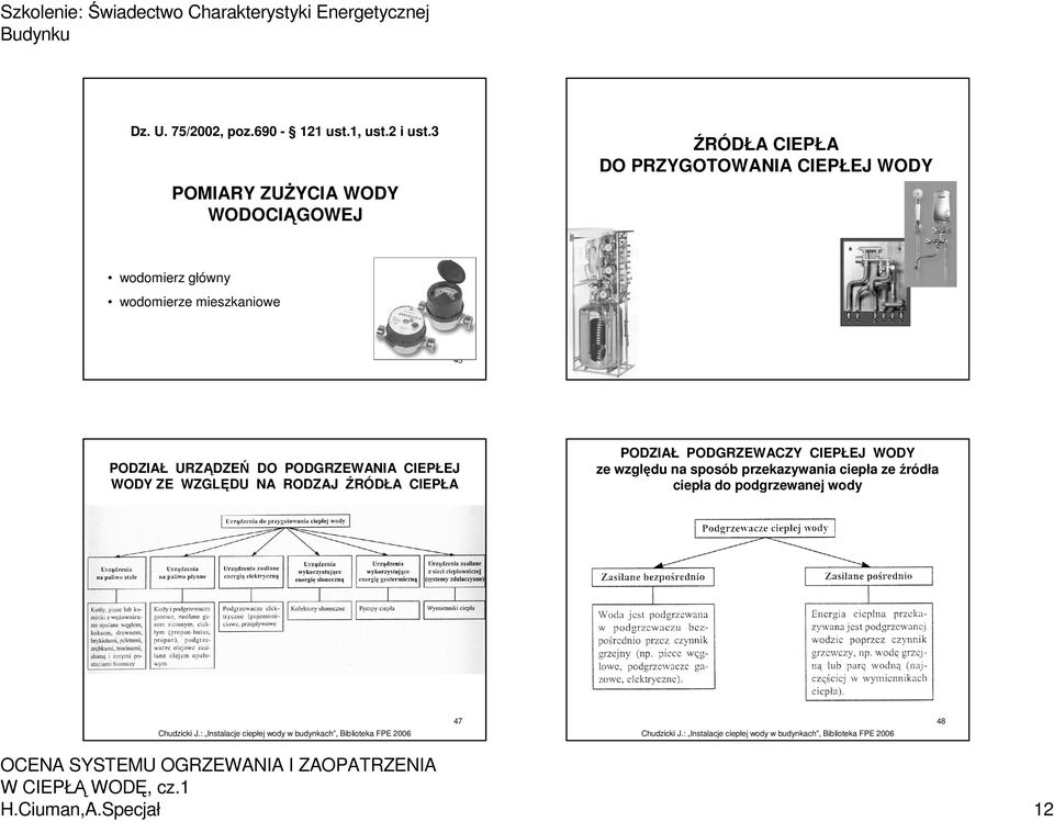 PODZIAŁ URZĄDZEŃ DO PODGRZEWANIA CIEPŁEJ WODY ZE WZGLĘDU NA RODZAJ ŹRÓDŁA CIEPŁA PODZIAŁ PODGRZEWACZY CIEPŁEJ WODY ze względu na sposób przekazywania