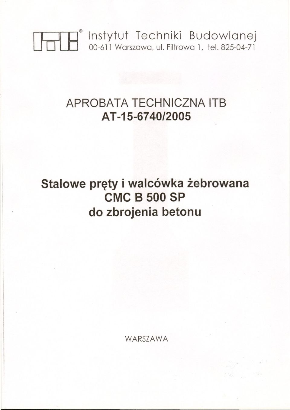 825-04-71 APROBATA TECHNICZNA A T-15-67 40/2005