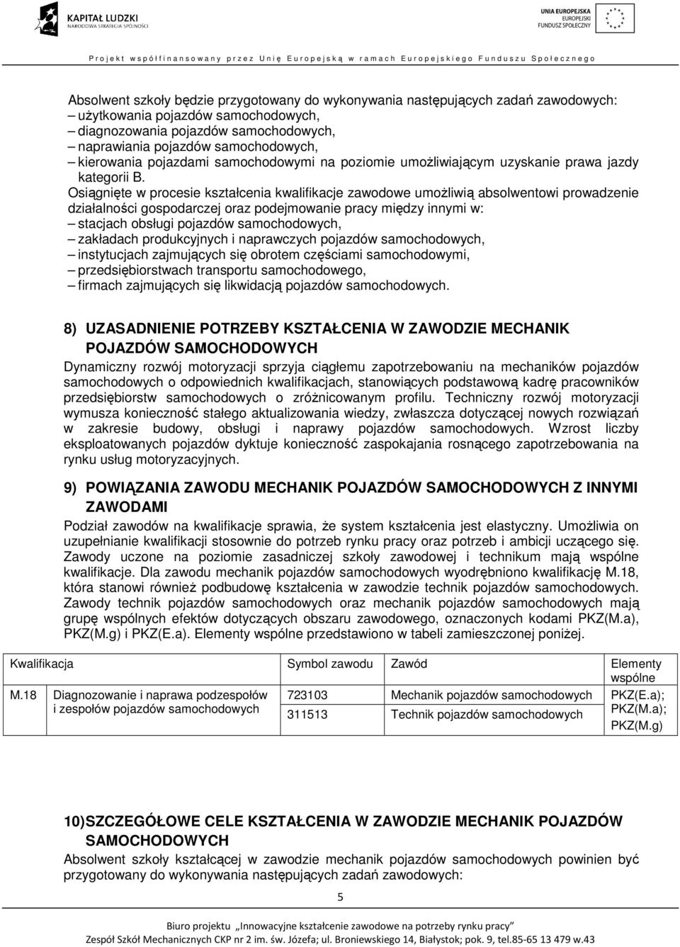 Osiągnięte w procesie kształcenia kwalifikacje zawodowe umożliwią absolwentowi prowadzenie działalności gospodarczej oraz podejmowanie pracy między innymi w: stacjach obsługi pojazdów samochodowych,