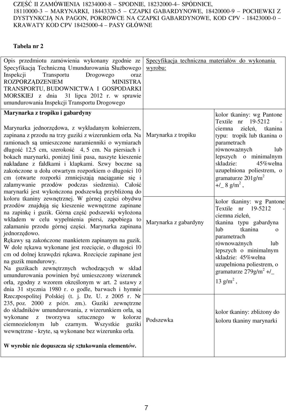 ROZPORZĄDZENIEM MINISTRA TRANSPORTU, BUDOWNICTWA I GOSPODARKI MORSKIEJ z dnia 31 lipca 2012 r.