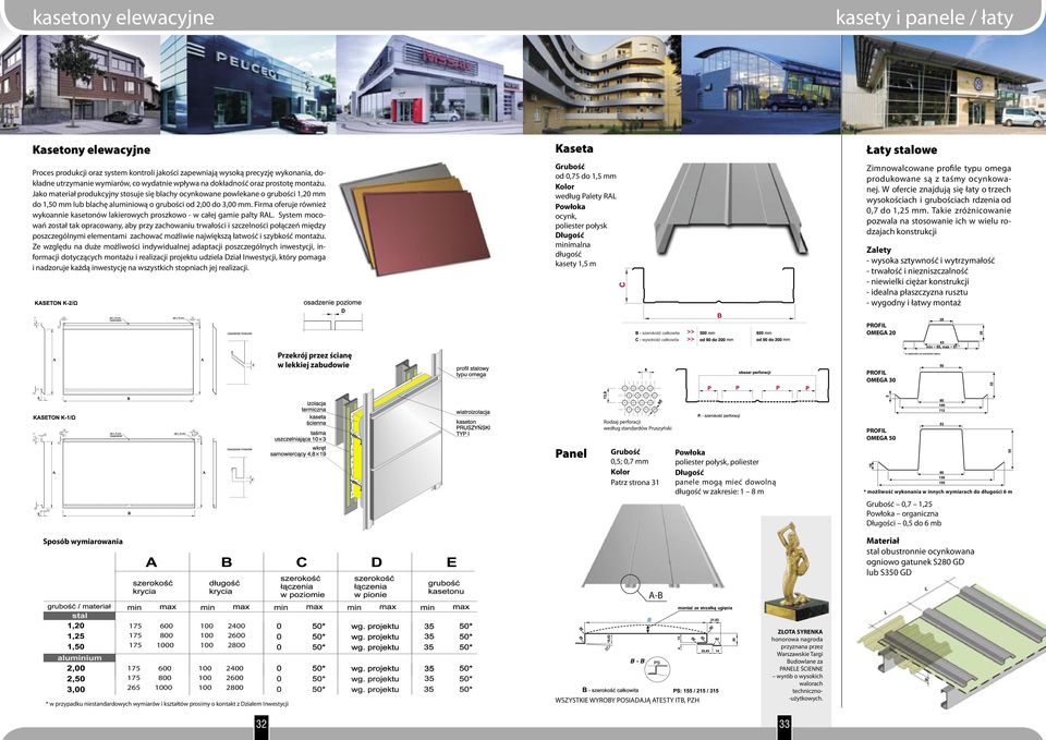 Firma oferuje również wykoannie kasetonów lakierowych proszkowo - w całej gamie palty RAL.