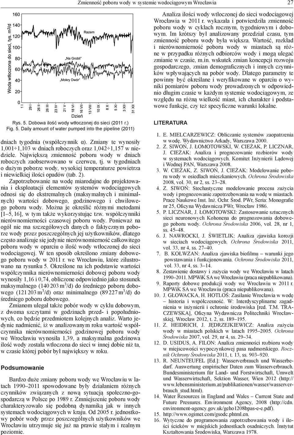 Wartość, rozkład i nierównomierność poboru wody w miastach są różne w przypadku różnych odbiorców wody i mogą ulegać zmianie w czasie, m.in.