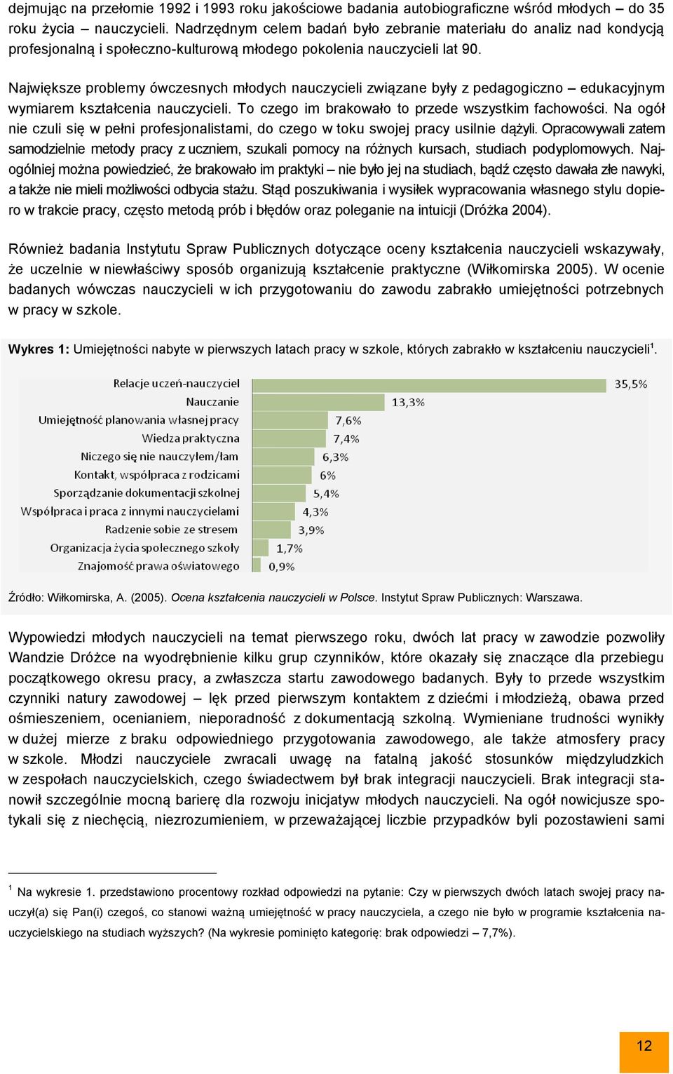 Największe problemy ówczesnych młodych nauczycieli związane były z pedagogiczno edukacyjnym wymiarem kształcenia nauczycieli. To czego im brakowało to przede wszystkim fachowości.