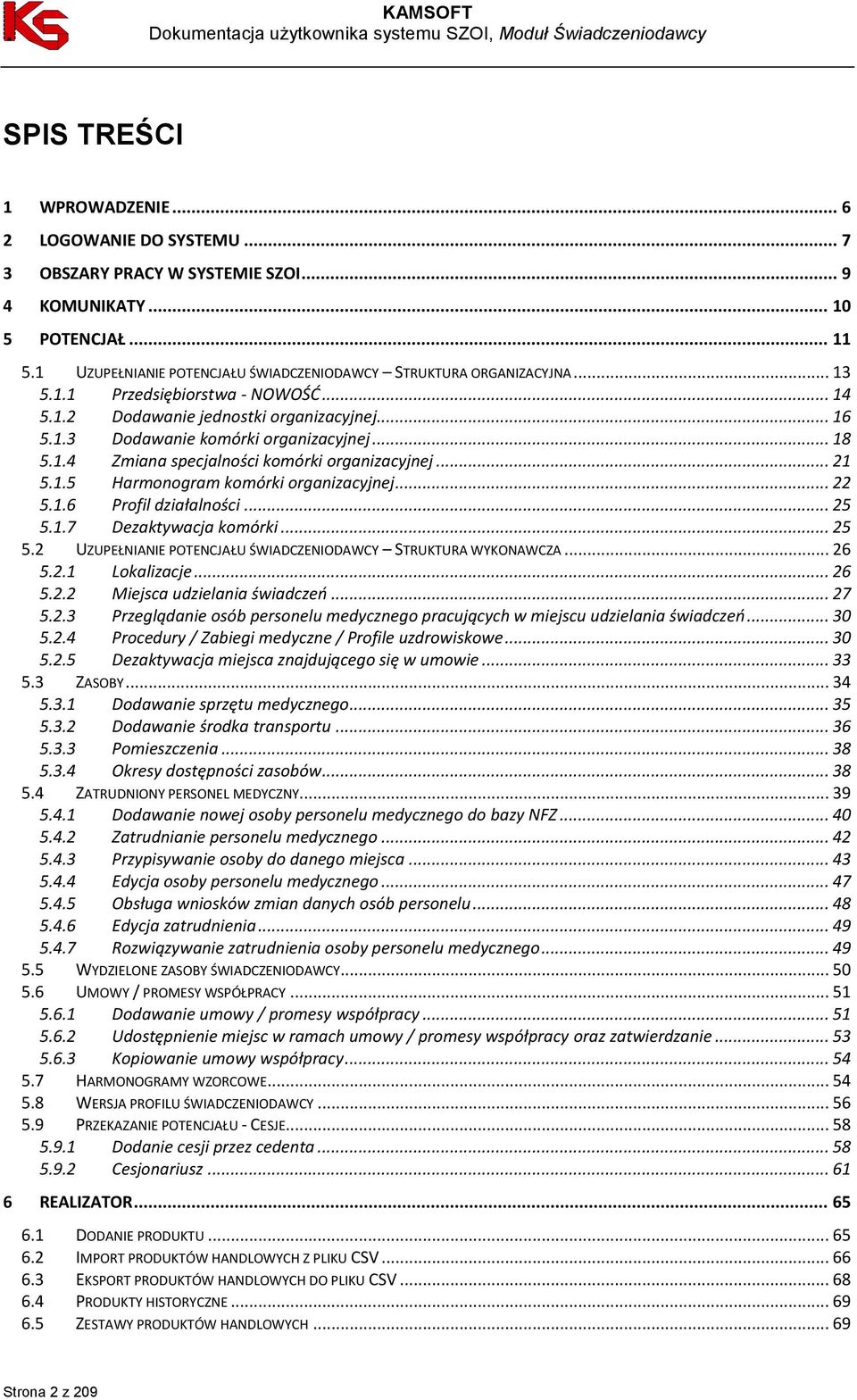 .. 18 5.1.4 Zmiana specjalności komórki organizacyjnej... 21 5.1.5 Harmonogram komórki organizacyjnej... 22 5.1.6 Profil działalności... 25 5.