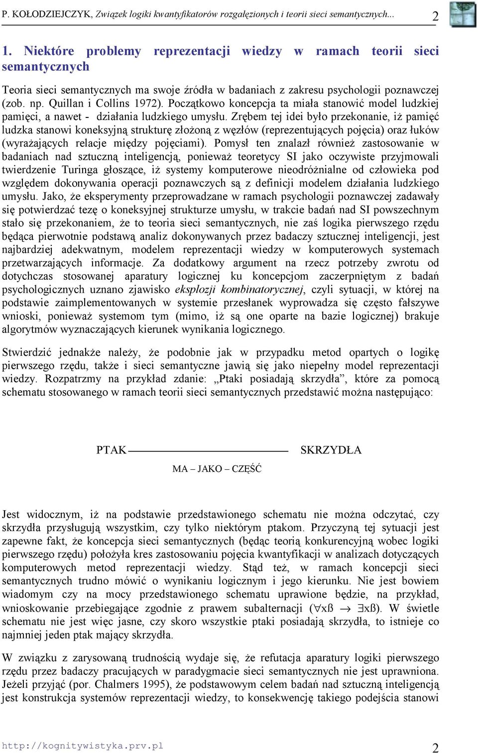 Zrębem tej idei było przekonanie, iż pamięć ludzka stanowi koneksyjną strukturę złożoną z węzłów (reprezentujących pojęcia) oraz łuków (wyrażających relacje między pojęciami).